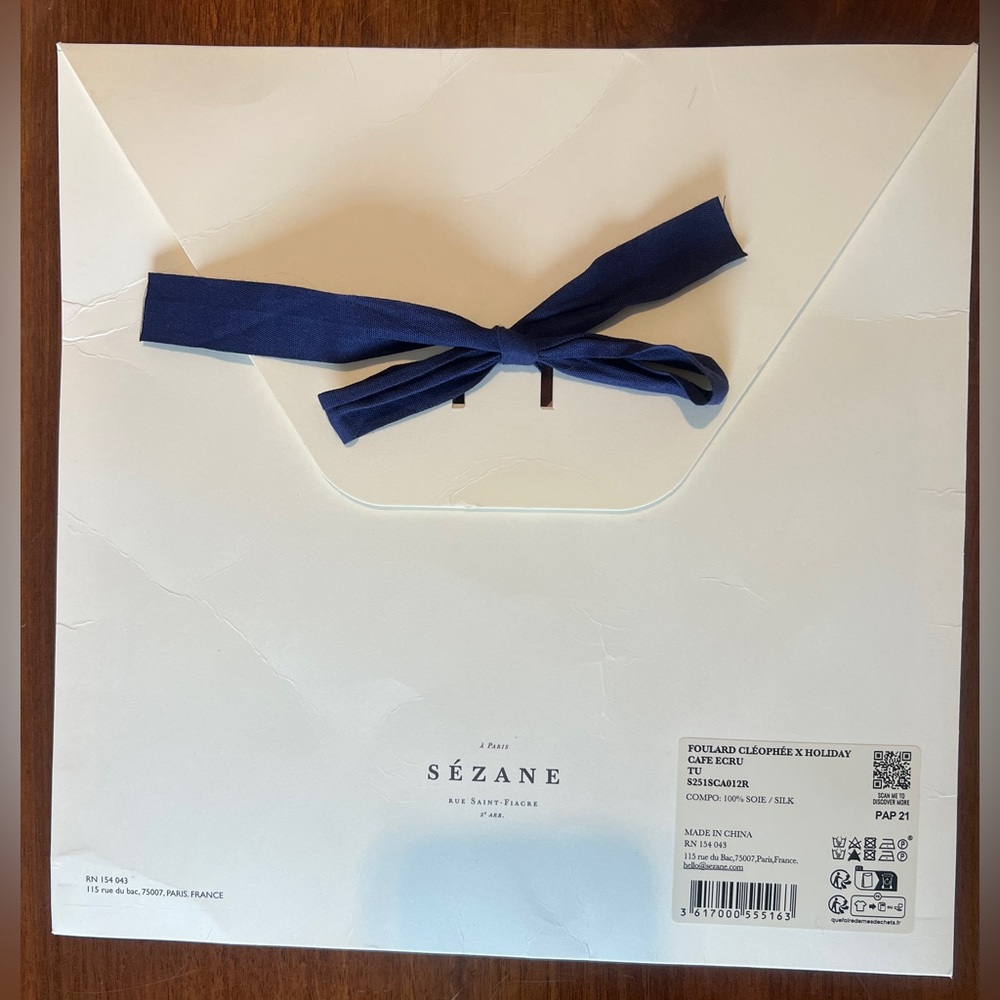 Sezane Cléophée Scarf - Sézane X Holiday Ecru And Coffee Stripes - Size TU - Picture 2 of 6